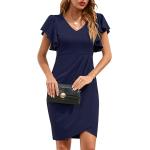 IHOT Women's V Neck Ruffle Sleeve Bodycon Sheath Wrap Ruched Casual Cocktail Party Work Dresses