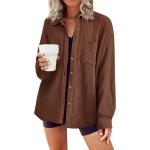 Hotouch Waffle Button Down Shirt Women Casual Knit Tops Long Sleeve Loose Fit Shacket with Pocket