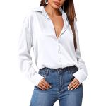 Hotouch Satin Silk Women Button Down Shirt Long Sleeve V Neck Casual Loose Work Office Blouse Tunic Tops