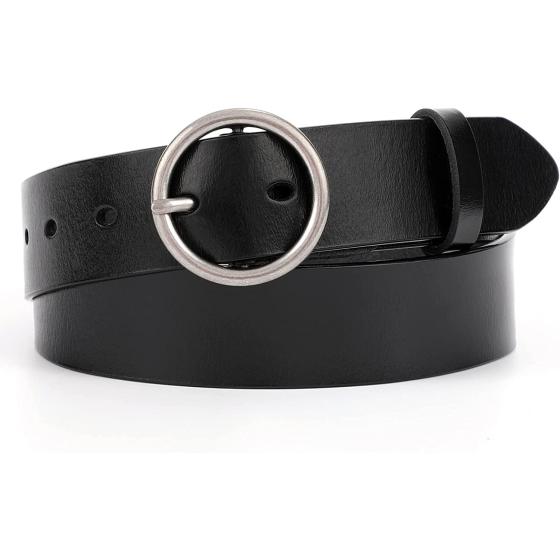 WERFORU Women Casual Dress Belt Fashion Leather Belt with O Ring Buckle for Jeans Pants