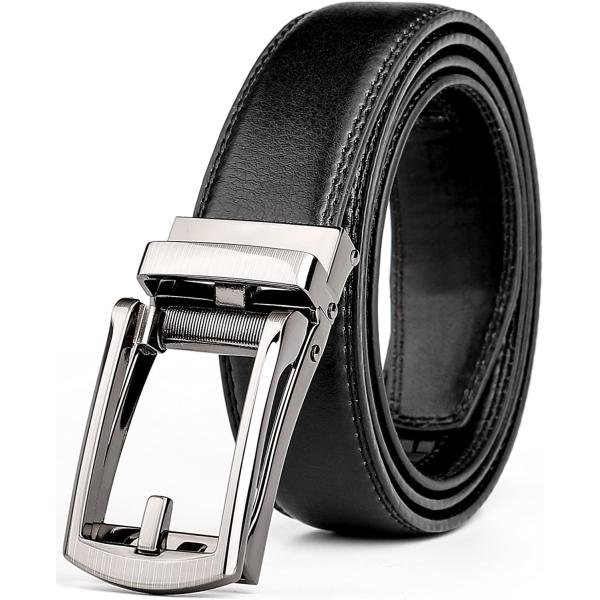 WERFORU Leather Ratchet Belt for Men Perfect Fit Waist Size Up to 50 Inches with Automatic Buckle
