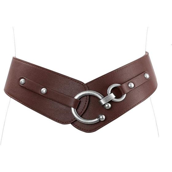 JASGOOD Women's Fashion Vintage Wide Elastic Stretch Waist Belt With Interlock Buckle Halloween Belt