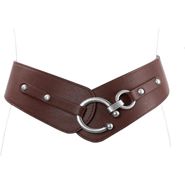 JASGOOD Women's Fashion Vintage Wide Elastic Stretch Waist Belt With Interlock Buckle Halloween Belt