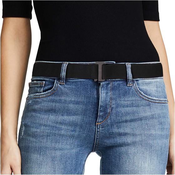 JASGOOD Women No Show Stretch Belt Invisible Elastic Web Strap Belt with Flat Buckle for Jeans Pants Dresses
