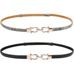 JASGOOD Leather Skinny Women Belt Thin Waist Belts for Dresses up to 37 Inches with Golden Buckle 2 Pack