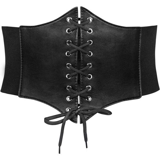 JASGOOD Women’s Elastic Costume Waist Belt Lace-up Tied Waspie Corset Belts for Women