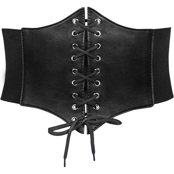 JASGOOD Women’s Elastic Costume Waist Belt Lace-up Tied Waspie Corset Belts for Women