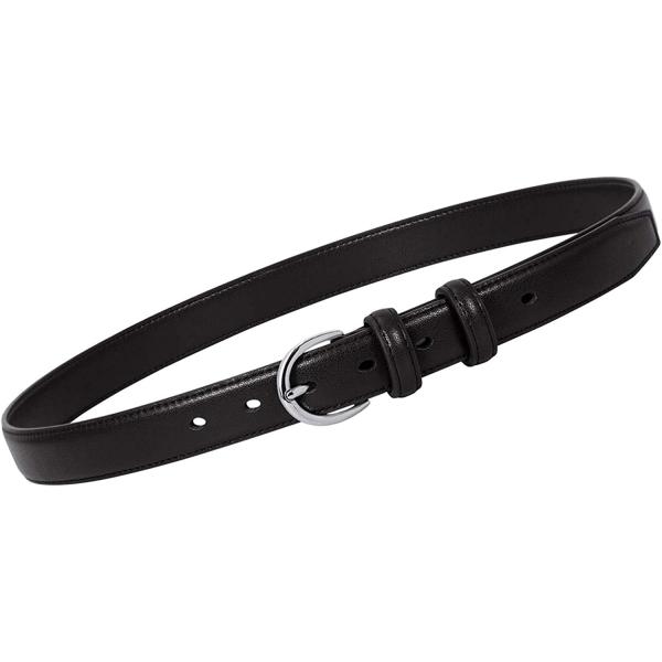 WERFORU Women Leather Belt Skinny Dress Belt for Jeans Pants with Silver Buckle