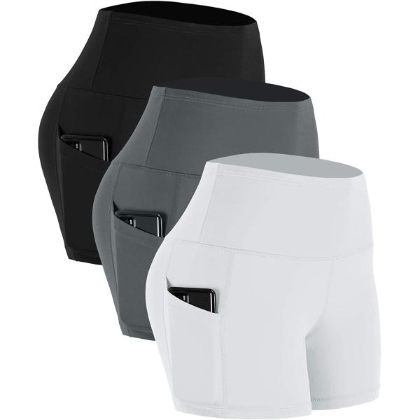CADMUS Women's High Waist Yoga Shorts Spandex Running Side Pockets