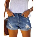 CHICZONE Women's Ripped Denim Shorts Mid Rise Distressed Jean Shorts Stretchy Short Jeans