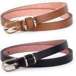 JASGOOD Women's Skinny PU Leather Belt Solid Color Fashion Thin Waist Belt with Gold Buckle for Jeans Pants 1/2 Width