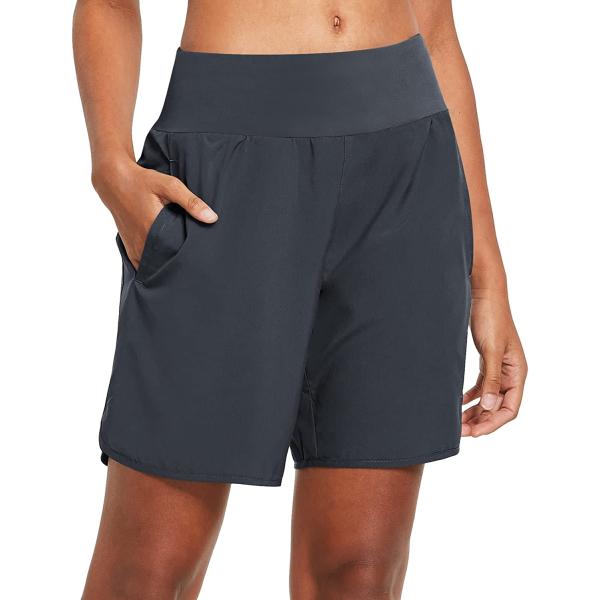 BALEAF Womens' 7" Long Running Athletic Shorts with Liner Workout Zipper Pocket