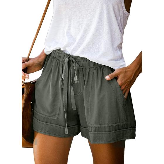 Acelitt Women Comfy Drawstring Casual Elastic Waist Pocketed Shorts,S-3XL