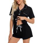 SWOMOG Womens Button Down Pajamas Set Short Sleeve Sleepwear Bride Soft Pj Lounge Sets S-XXL