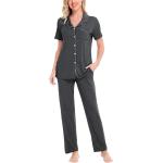 SWOMOG Women Pajama Sets Two-Piece Nightwear Short Sleeve Sleepwear Button Down Pj Lounge Sets with Long Pants
