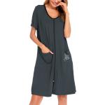 SWOMOG Women's Zip Up Housecoat Zipper Front Robe Lightweight Bathrobe Short Sleeve Loungewear Nightgowns with Pockets