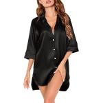 SWOMOG Women's Nightgown Satin Button Down Sleepshirt 3/4 Sleeve Nightshirt Silk Boyfriend Sleepwear