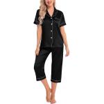 SWOMOG Satin Pajama Set Women Silk Pjs Set Short Sleeve 2 Piece Button Down Sleepwear Lounge Sets