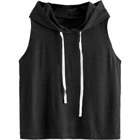 SweatyRocks Women's Summer Sleeveless Hooded Tank Top T-Shirt for Athletic Exercise Relaxed Breathable