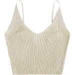 SweatyRocks Women's V Neck Crop Cami Top Ribbed Knit Spaghetti Strap Sleeveless Vest