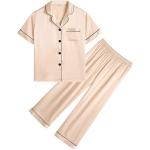 SWOMOG Kids Satin Pajamas Sets Girls Boys Button-Down Pjs Short Sleeve Silk Nightwear 2 Piece Lounge Sets