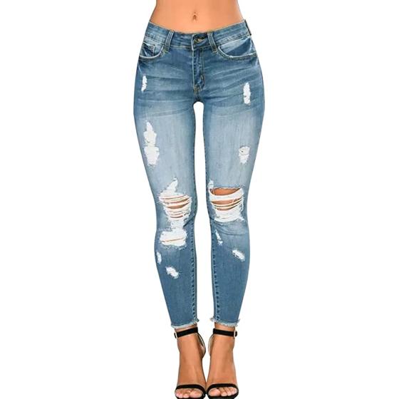 CME SHOWU Women Skinny Ripped Jeans Stretch Distressed Destroyed Denim Pants