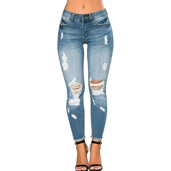 CME SHOWU Women Skinny Ripped Jeans Stretch Distressed Destroyed Denim Pants
