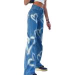 Women Patchwork Jeans High Waisted Straight Leg Stretch Denim Pants Girls Fashion Color Block Patch Jeans
