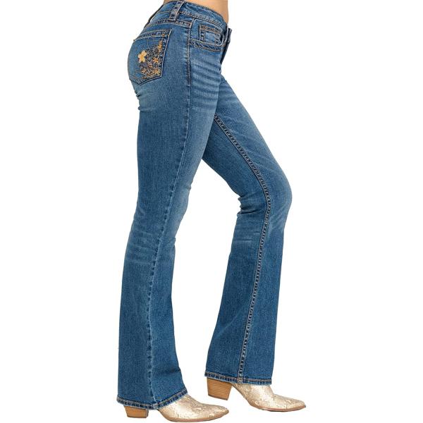Bootcut Jeans for Women Fit Embroidered Washed Jean Denim Pants