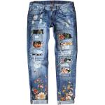 EVALESS Ripped Jeans for Women Plaid Patch Boyfriend Skinny Distressed Denim Jean Pants