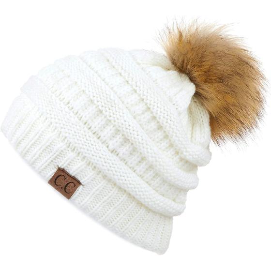 C.C Hatsandscarf Exclusives Unisex Solid Ribbed Beanie with Pom (HAT-43)