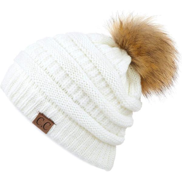 C.C Hatsandscarf Exclusives Unisex Solid Ribbed Beanie with Pom (HAT-43)