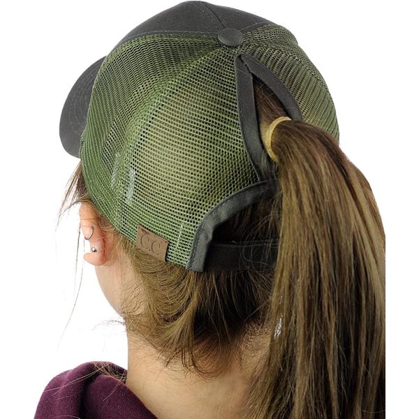 C.C Ponycap Messy High Bun Ponytail Adjustable Mesh Trucker Baseball Cap Hat