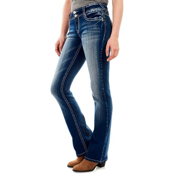 WallFlower Women's Luscious Curvy Bootcut Mid-Rise Insta Stretch Juniors Jeans (Standard and Plus)