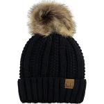 C.C Thick Cable Knit Faux Fuzzy Fur Pom Fleece Lined Skull Cap Cuff Beanie