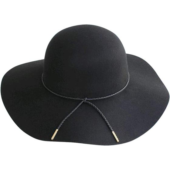 Lanzom Women Lady Retro Wide Brim Large Floppy Panama Hat Belt Wool Fedora Hat