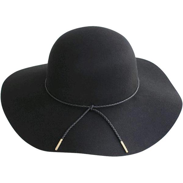 Lanzom Women Lady Retro Wide Brim Large Floppy Panama Hat Belt Wool Fedora Hat