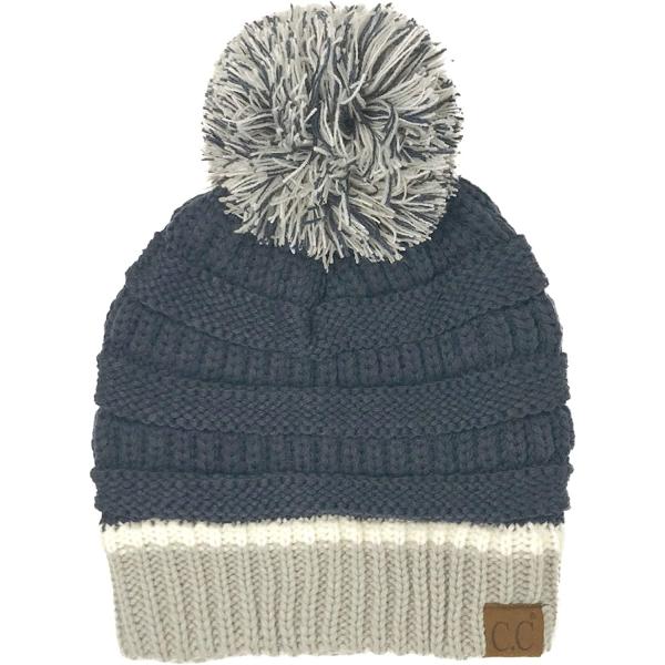 CC Football Basketball Team Colors Pom Winter Chunky Stretchy Knit Beanie Hat