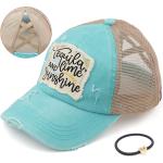C.C Exclusives Hatsandscarf Washed Distressed Cotton Denim Ponytail Hat Adjustable Baseball Cap (BT-761)