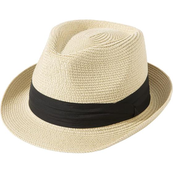 Lanzom Women Men Short Brim Straw Hat Panama Fedora Hat Summer Beach Sun Trilby Hat Packable Roll Up Hat