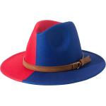Lanzom Women Men Two Tone Wide Brim Fedora Hats Classic Felt Panama Hat with Belt Buckle
