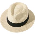 Lanzom Men Women Straw Sun Hat Short Brim Panama Fedora Beach Sun Hat Vacation Packable Roll Up Summer Hat