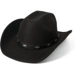 Lanzom Women Men Classic Felt Wide Brim Western Cowboy Hat Cowgirl Hat with Buckle