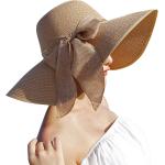 Lanzom Womens 5.5 Inches Big Bowknot Straw Hat Large Floppy Foldable Roll up Beach Cap Sun Hat UPF 50+