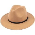 Lanzom Womens Classic Wide Brim Floppy Panama Hat Belt Buckle Wool Fedora Hat