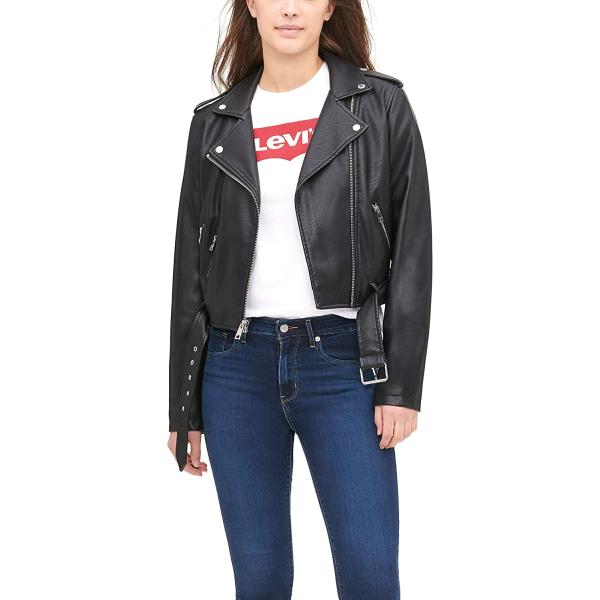 Levi's Women's Faux Leather Belted Motorcycle Jacket (Standard and Plus Sizes)