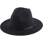 Lanzom Women Lady Retro Wide Brim Floppy Panama Hat Belt Buckle Wool Fedora Hat