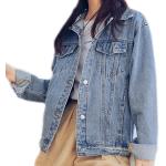 Saukiee Oversized Denim Jacket Distressed Boyfriend Jean Coat Jeans Trucker Jacket for Women Girls