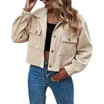Gihuo Women's Fashion Cropped Shacket Button Down Corduroy Shacket Jackets
