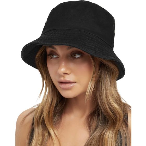 FURTALK Bucket Hats for Women Washed Cotton Packable Summer Beach Sun Hats Mens Womens Bucket Hat with Strings for Travel